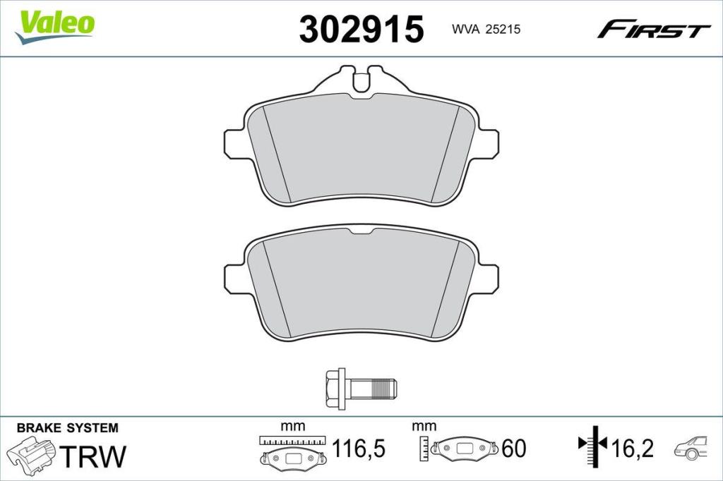 Jeu de 4 plaquettes de frein VALEO ref. 302915